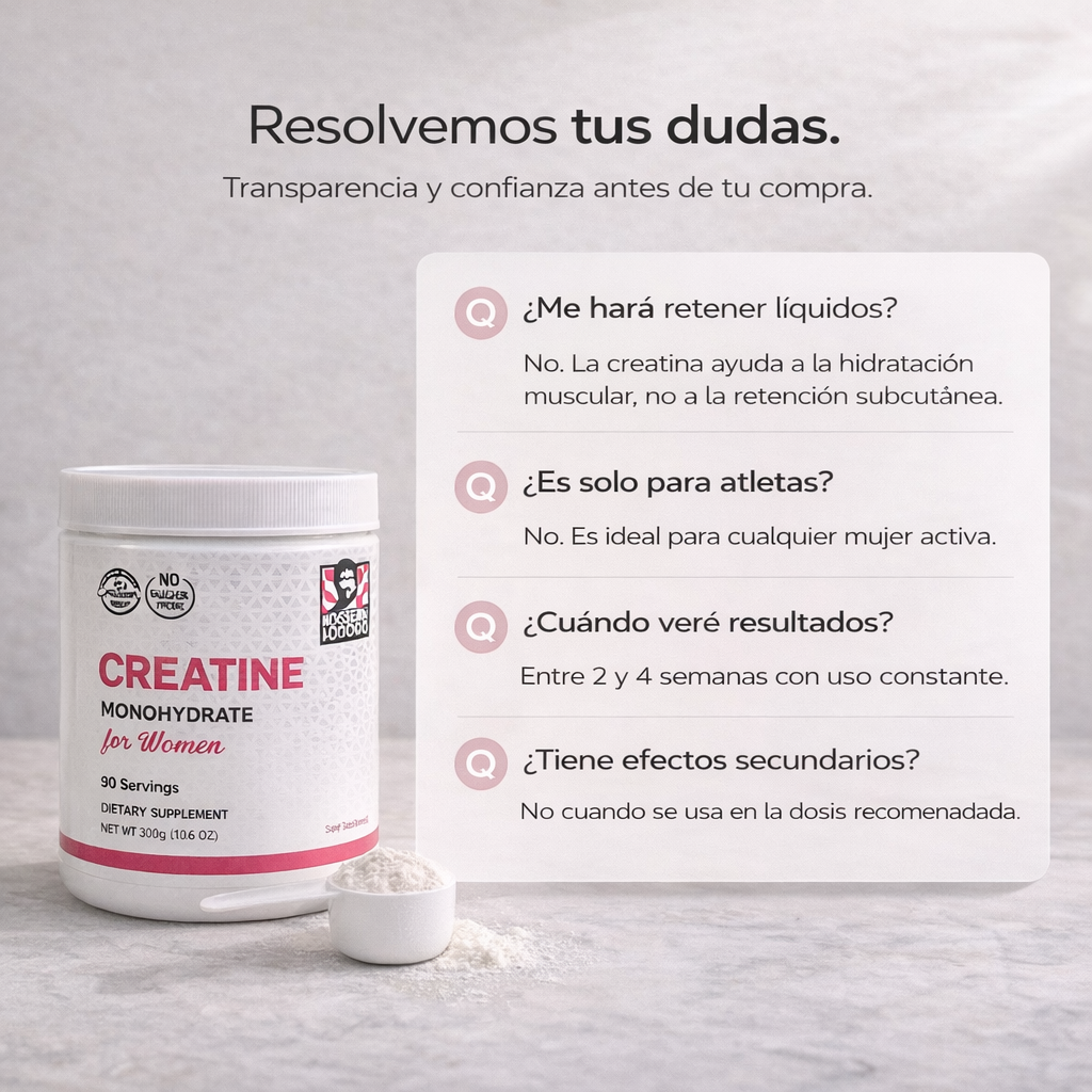 Creatina Monohidratada Old School para mujeres.